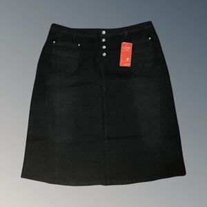Black Denim Midi Skirt Y2K Vintage Cowgirl A-Line Stretch sz 22 New by Style J